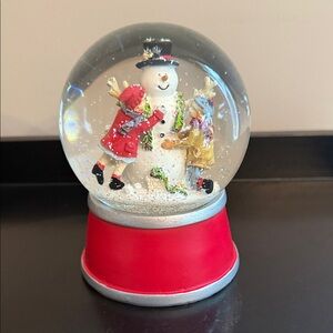 Festive Snow Globe with Snowman and Children - Red and White NWT price drop